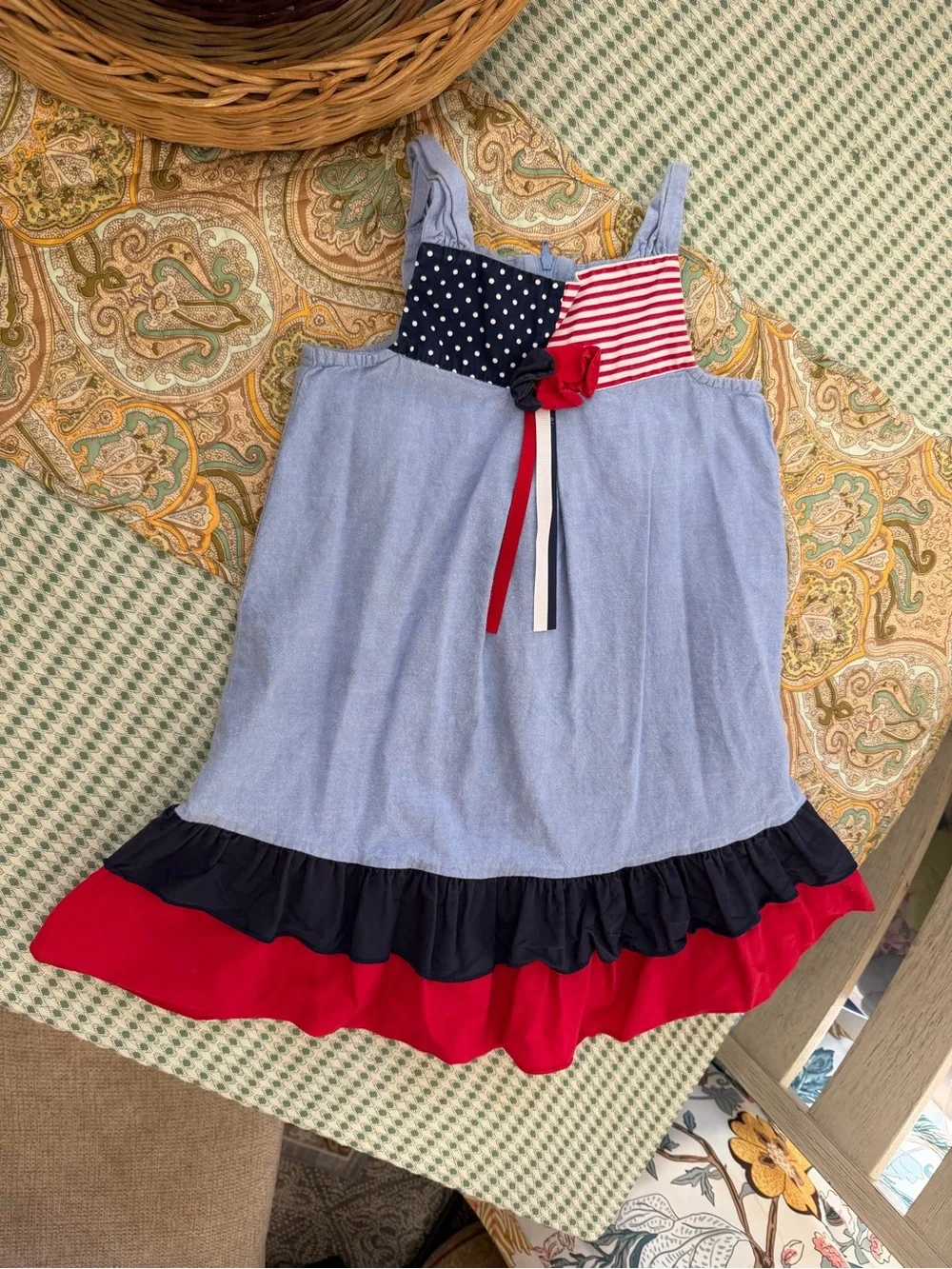 Vintage Y2K Bonnie Jean Girls American Patriotic Cotton Sundress Size 5